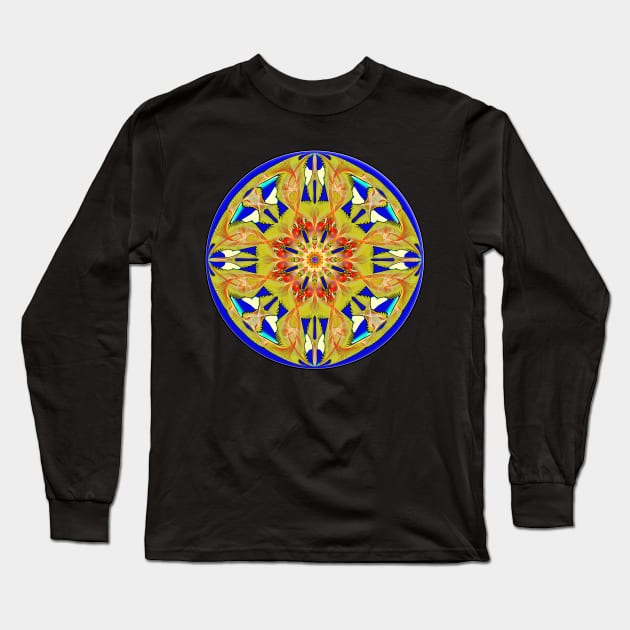 Blue And Gold Deco Dream Long Sleeve T-Shirt by crunchysqueak